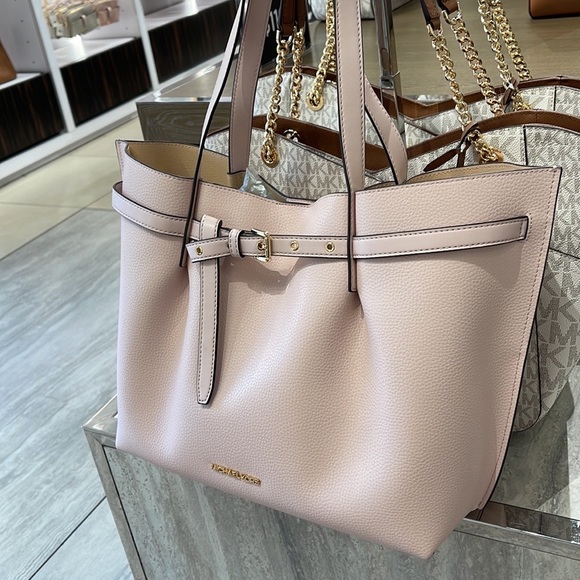 MICHAEL KORS Emilia Large Pebbled Leather Tote Bag POWDER BLUSH COLOR - Picture 5 of 16